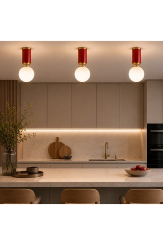 Plafoniera Moira - Rosso e dorato - 40 W