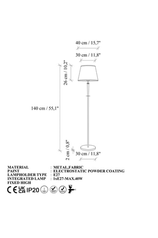 Lampada da terra Milano - Beige - 40 W