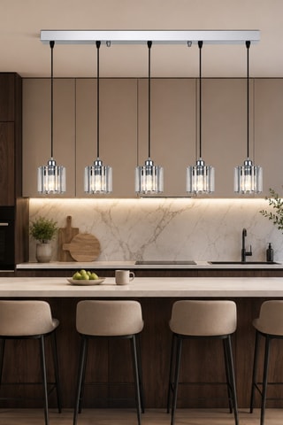 Lampadario Yakops - Argentato - 5 x 40 W