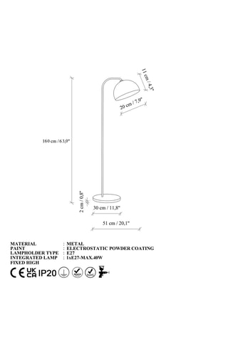 Lampada da terra Yaka - Nero - 40 W