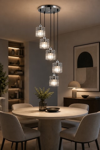 Lampadario Yakops - Argentato - 5 x 40 W