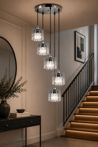 Lampadario Yakops - Argentato - 5 x 40 W