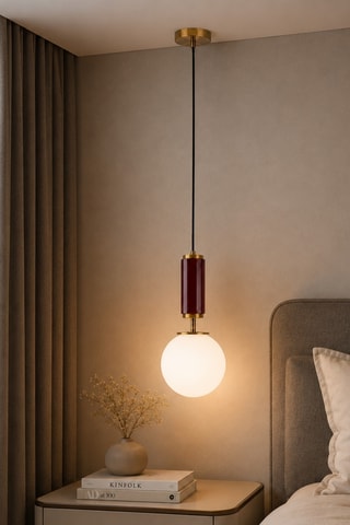 Lampadario Moira - Bordeaux e dorato - 40 W