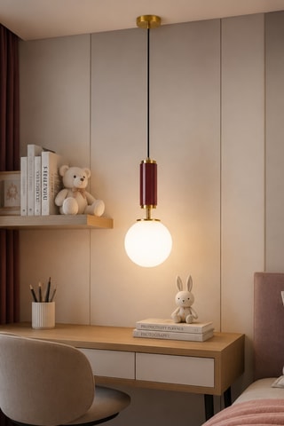 Lampadario Moira - Bordeaux e dorato - 40 W