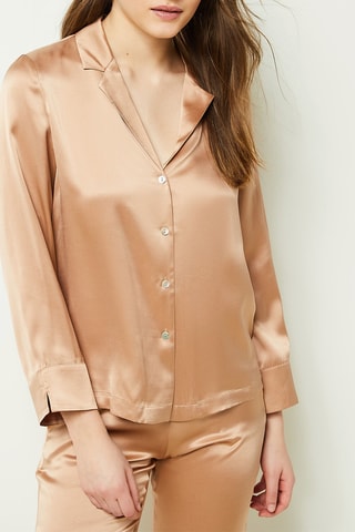 Camicia pigiama in seta Pearly - Rosa cipria