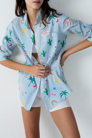 Camicia pigiama Fabiola - Celeste
