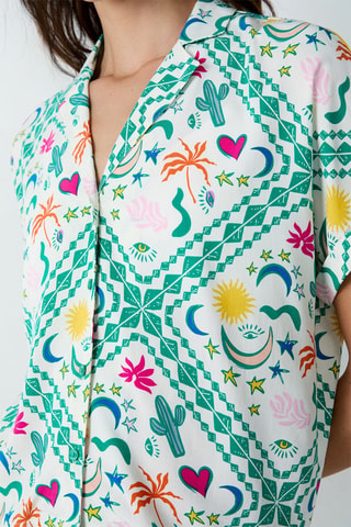 Camicia pigiama Fadella - Verde e bianco