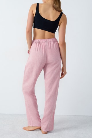 Pantaloni pigiama in lino a vita alta Isame - Rosa cipria