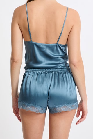 Shorts pigiama in seta Milky - Blu-grigio