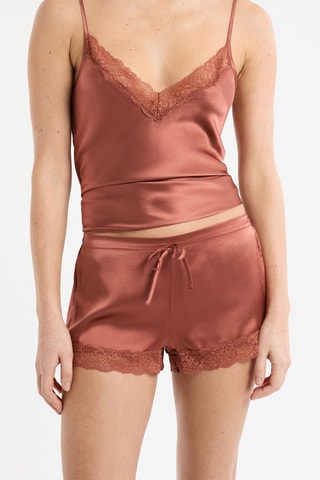 Shorts pigiama in seta Milky - Marrone chiaro