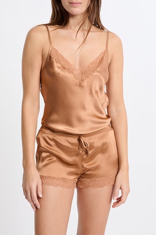 Shorts pigiama in seta Milky - Marrone chiaro
