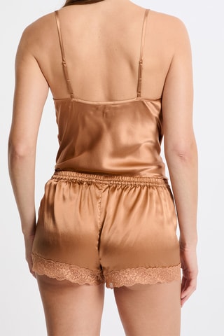 Shorts pigiama in seta Milky - Marrone chiaro