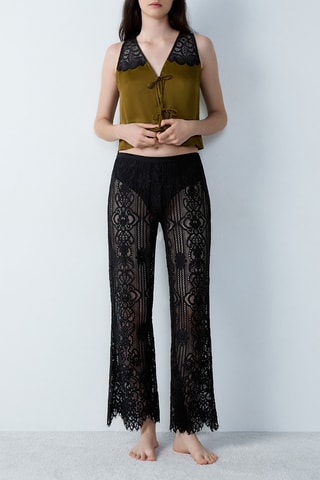 Pantaloni pigiama in pizzo Tentation - Nero