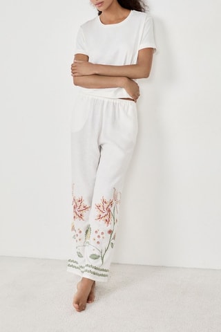 Pantaloni pigiama in lino Tropic Rustic - Bianco