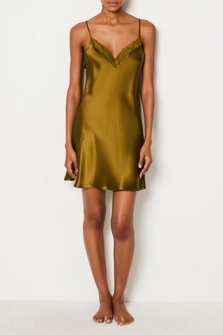 Babydoll in seta Milky - Verde oliva
