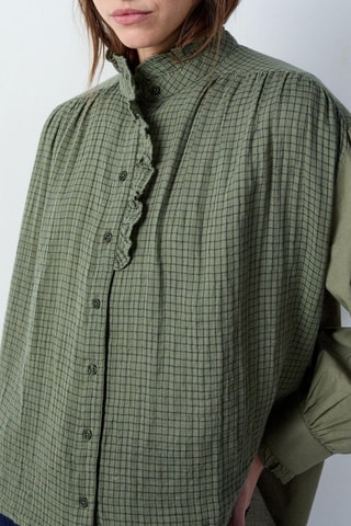 Camicia Marche aux fleurs - Kaki