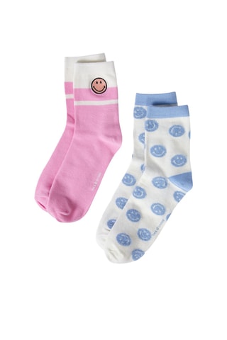 2 paia di calze Smiley Vitta - Rosa e bianco