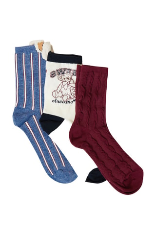 3 paia di calze Darry - Navy e bianco