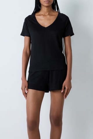 T-shirt in lino Josie -  Nero