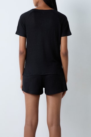 T-shirt in lino Josie -  Nero