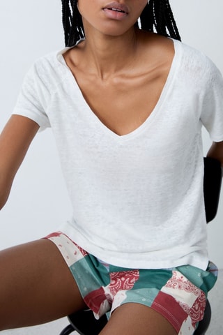T-shirt in lino Josie -  Ecrù