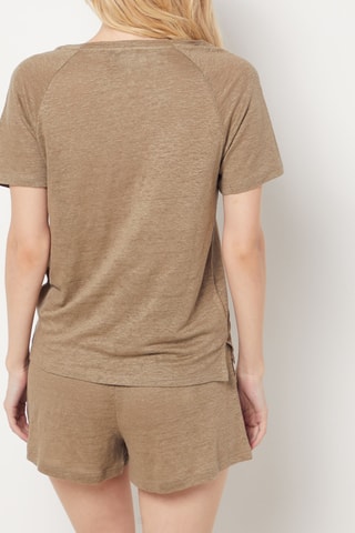 T-shirt in lino Josie -  Kaki