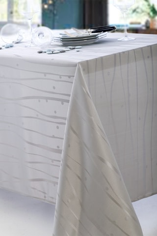 Mantel rectangular FIZZY adamascado - Gris perla