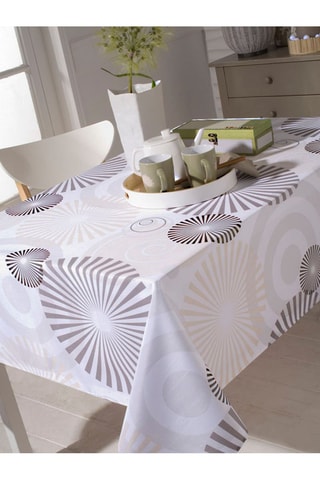 Hule rectangular Hypnotic - Beige y blanco