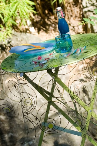 Hule redondo Circle Serti Transparente y negro