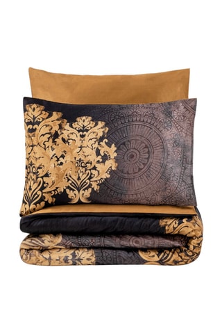 Juego de cama de satén de algodón de 82 hilos/cm² Jadira - Antracita y dorado