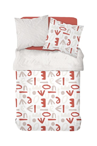 Juego de nórdico de algodón 57 hilos/cm² Sunshine - Blanco y rojo teja
