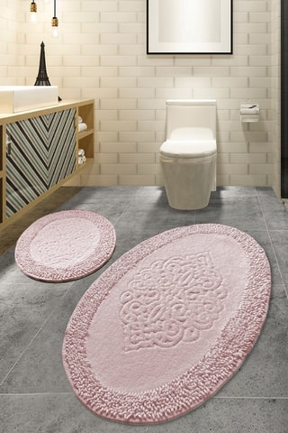 2 alfombras de baño - Rosa - 50 x 60 cm/60 x 100 cm