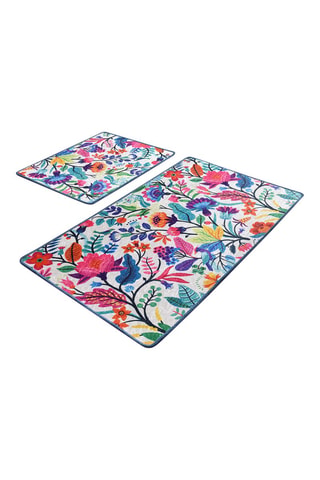 2 alfombras de baño antibacterianas Pictura - Multicolor - 50 x 60 / 60 x 100 cm