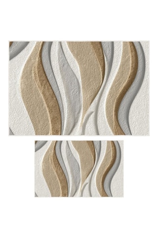 2 alfombras de baño - Beige y blanco - 50 x 60/60 x 100 cm