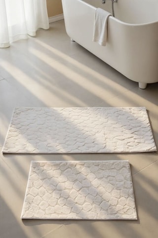 2 alfombras de baño Rabbit - Crudo - 60 x 100 cm y 50 x 60 cm