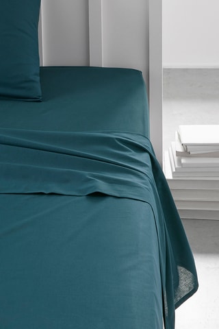 Sábana encimera de algodón 57 hilos/cm² Essential - Azul