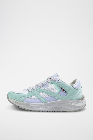 Leren Sneakers Neon - - Wit en lichtblauw