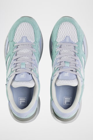 Leren Sneakers Neon - - Wit en lichtblauw