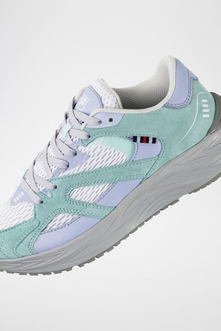 Leren Sneakers Neon - - Wit en lichtblauw