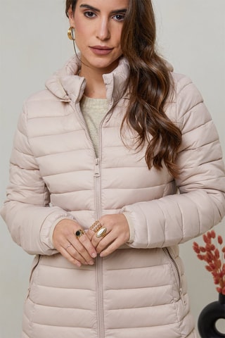Doudoune longue à capuche - Beige