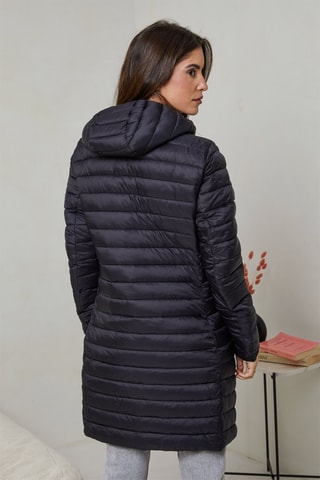 Doudoune longue à capuche - Noir