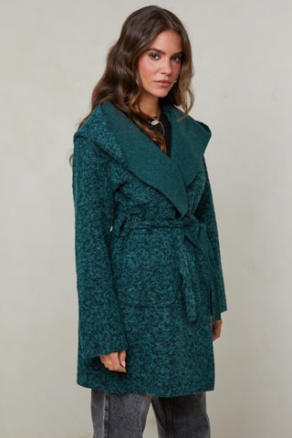 Manteau droit à capuche - Vert