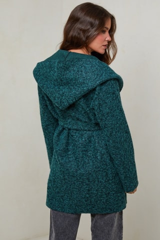 Manteau droit à capuche - Vert