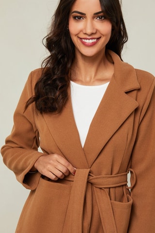 Manteau long droit - Camel