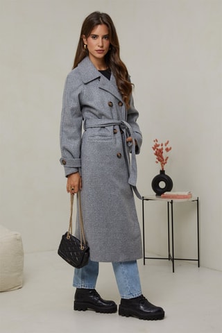 Manteau long droit - Gris