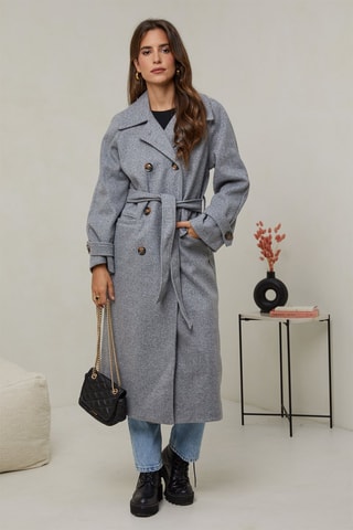 Manteau long droit - Gris
