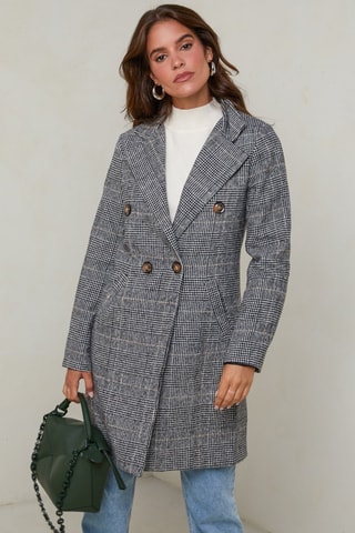 Manteau droit - Blanc et gris