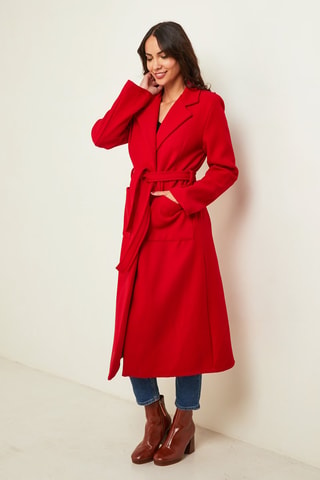 Manteau long droit - Rouge