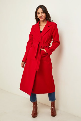 Manteau long droit - Rouge