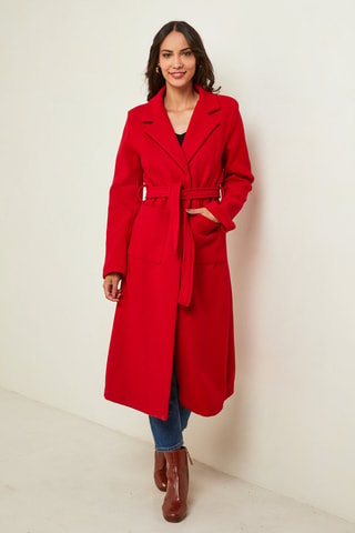 Manteau long droit - Rouge